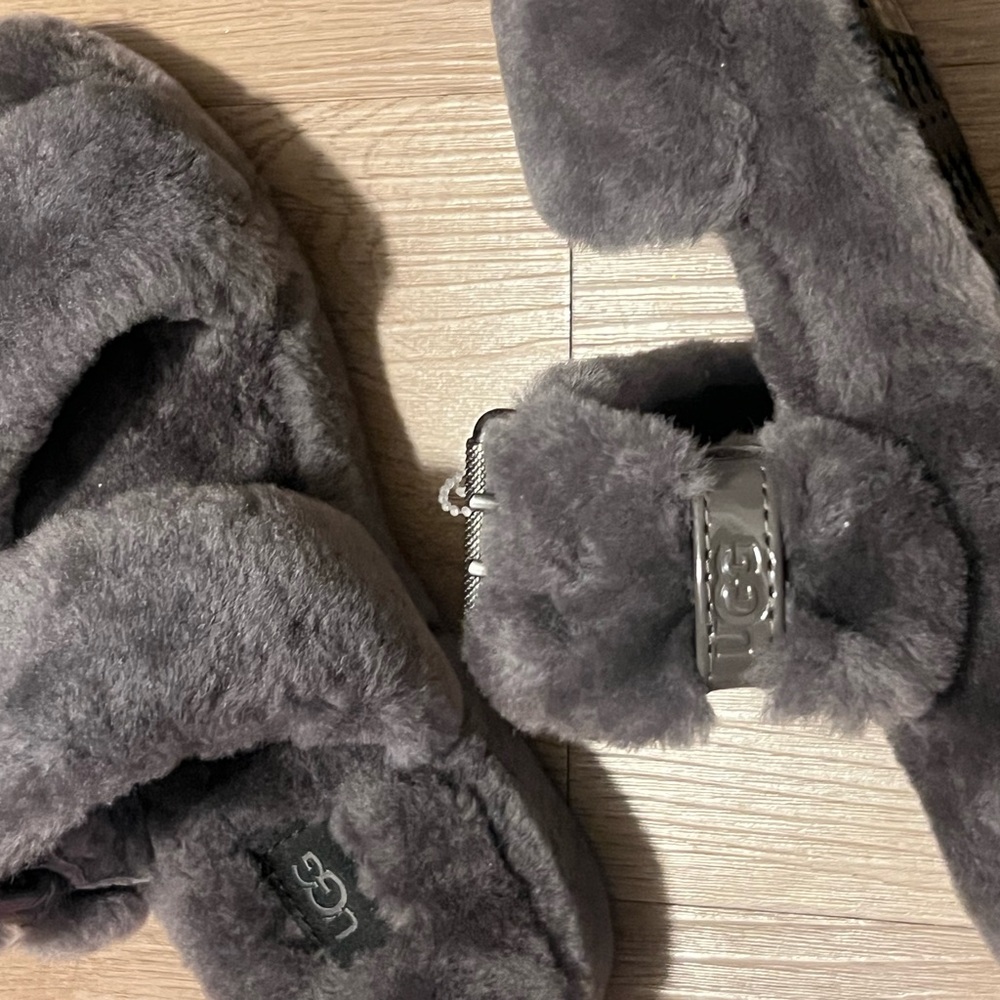 UGG Charcoal Fur Slippers
